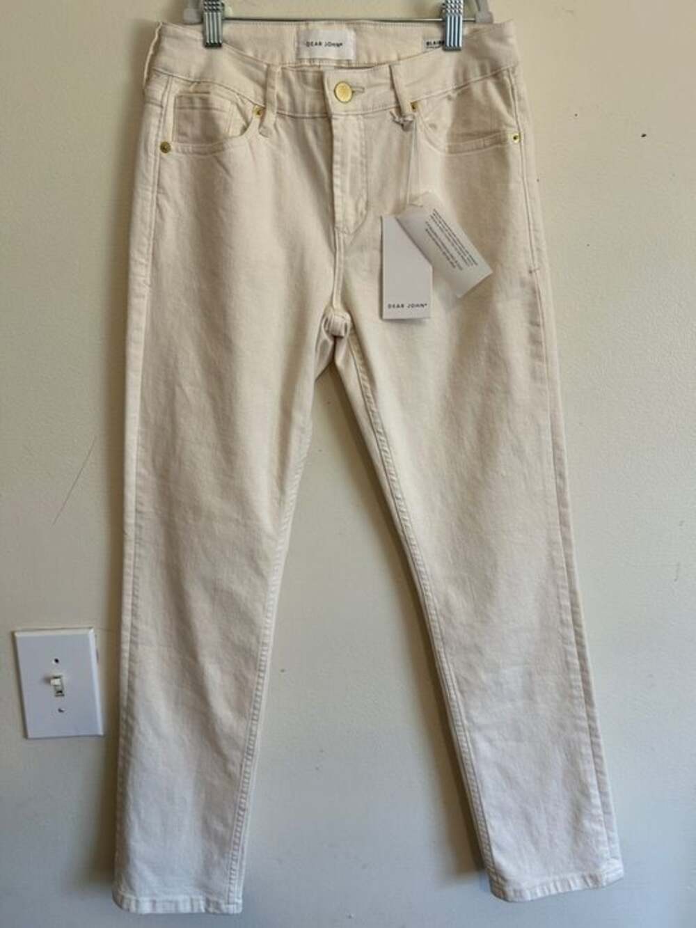 NWT Dear John Cream Blaire Straight Leg Jeans with Gold Hardware